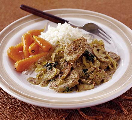 Pork rice with Clovis whole grain mustard